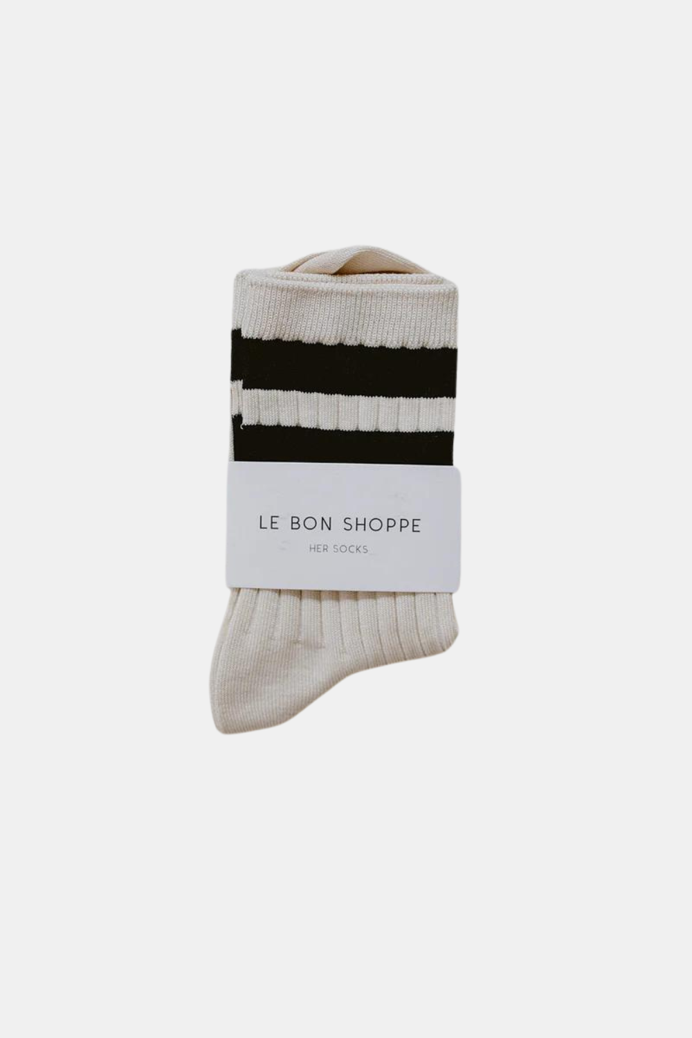 LE BON SHOPPE HER VARSITY SOCKS CREAM BLACK