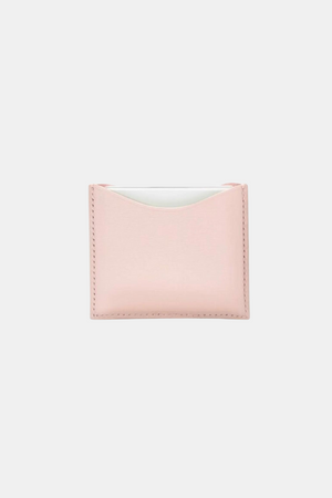 REFILLABLE PINK FINE LEATHER COMPACT CASE