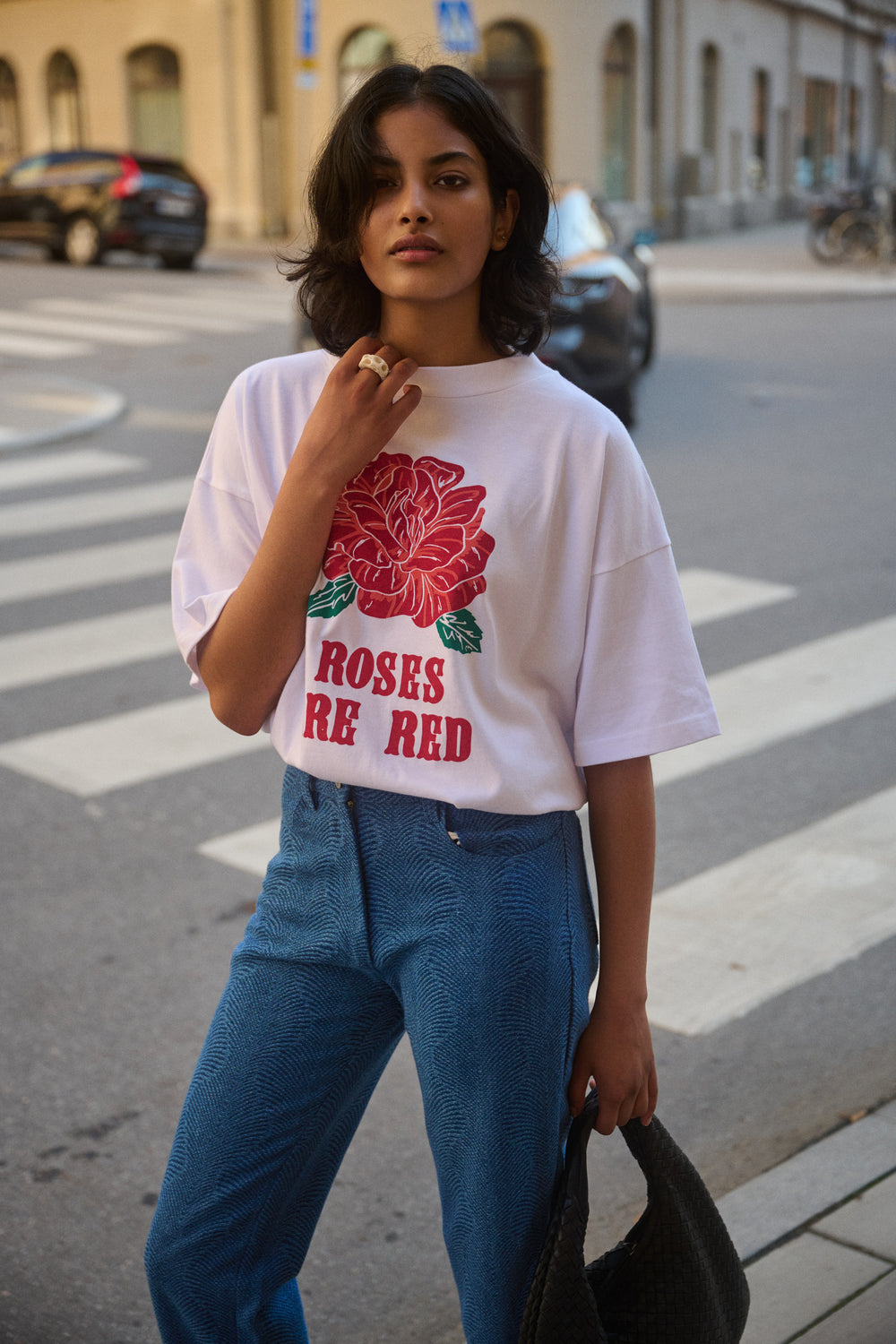  T-SHIRT  MOODS ROSES WHITE