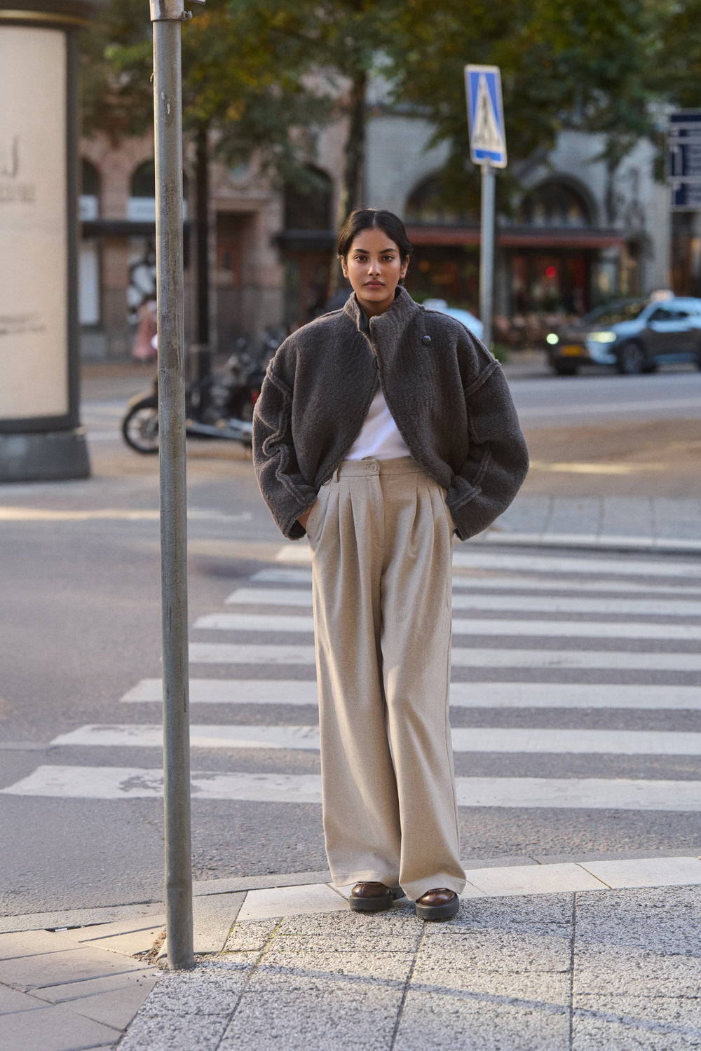 PANTALON EN LAINE GABLES BEIGE 